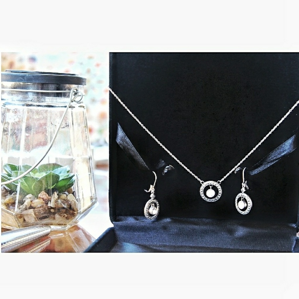Brighton Silver Halo Jewelry Set with Floating CZ